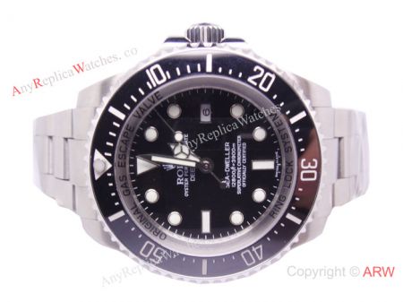 NEW UPGRADED SS Black Dial Black Ceramic Bezel Replica Rolex Deepsea SEA-DWELLER Watch